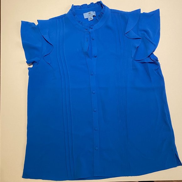 CeCe | Pintuck Ruffle Short Sleeve Blouse - Picture 5 of 5